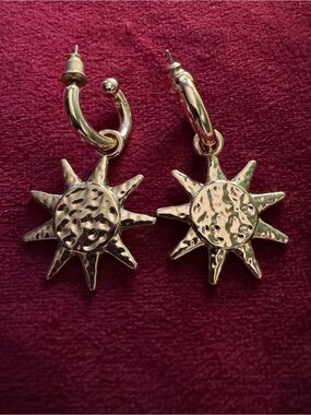 Gold Sunburst Drop Earrings - Women Jewelry